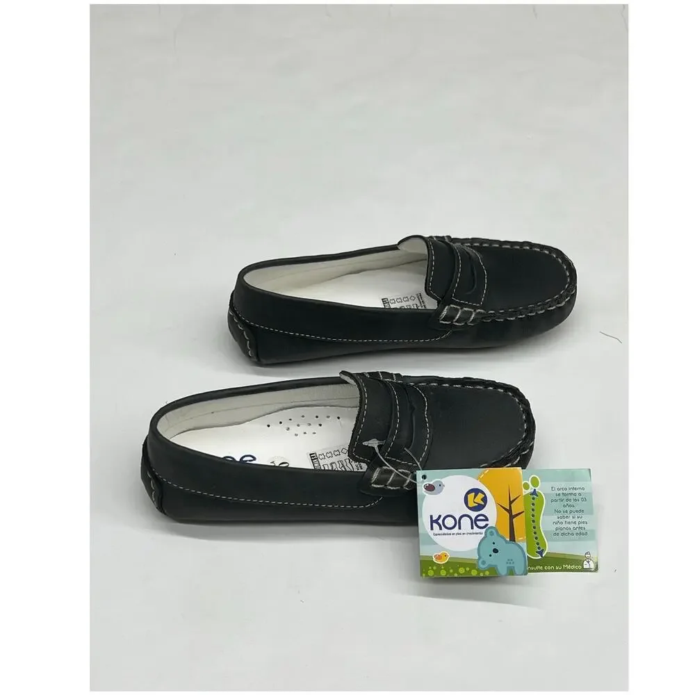 NWT Kone Size 30 EU (US 12 Little Kid) Penny Loafer in Black Leather